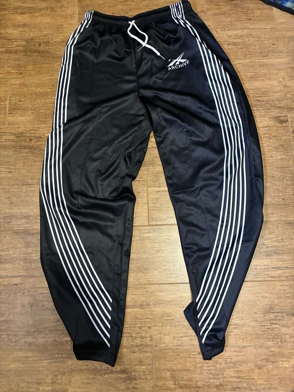 Archive Streetwear Y2K Black Relaxed Fit Side Striped Track Pants